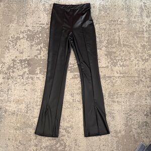 Black Flared Faux Leather Leggings